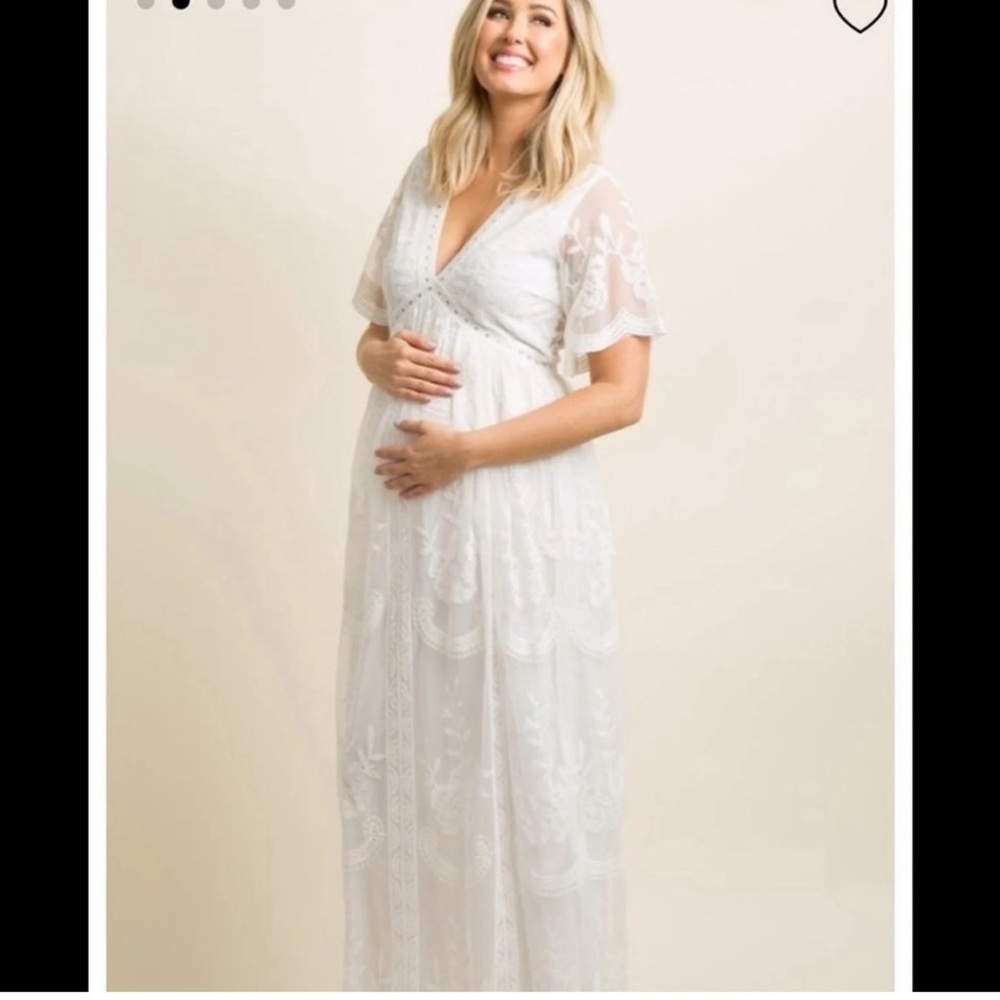 Pinkblush White Lace Maternity Maxi Dress